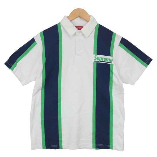 Supreme シュプリーム 21SS Stripe S/S Rugby ストライプ 半袖 ラグビー ポロシャツ ホワイト ホワイト系 S【新古品】【未使用】【中古】