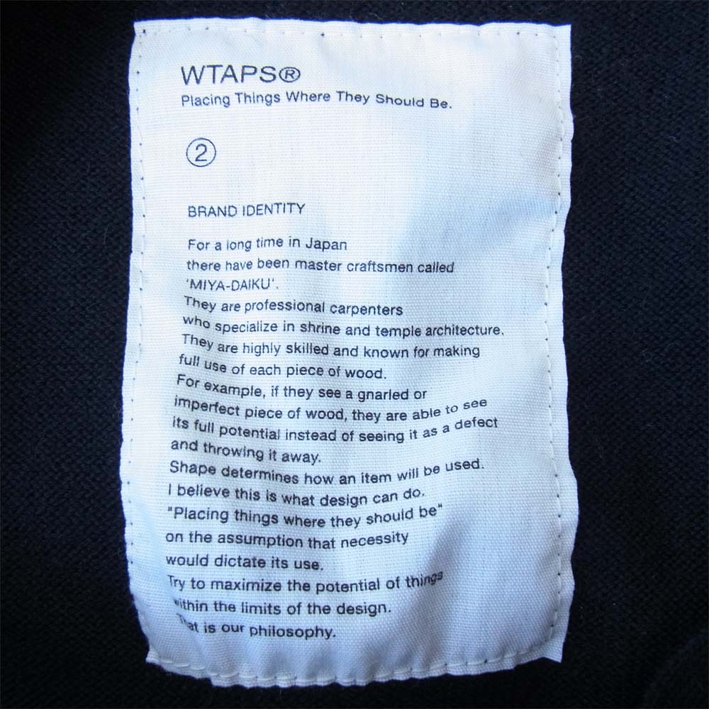 WTAPS ダブルタップス 14AW 142MADT-KNM03 CARDIGAN SWEATER.WOOL YOUTHFUL DAYZ ウール ニット カーディガン ブラック系 2【中古】