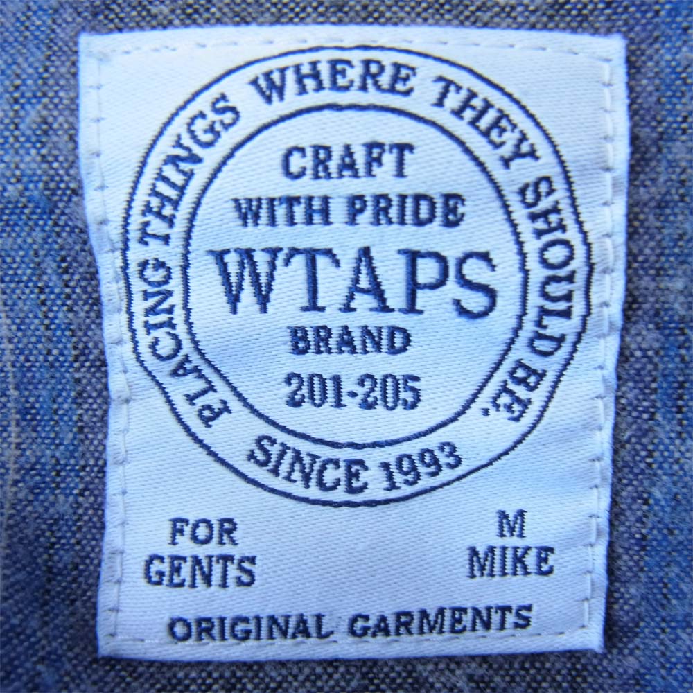 WTAPS ダブルタップス 15SS 151GWDT-SHM07 VATOS L/S SHIRTS 長袖 チェック シャツ ブルー系 M【中古】