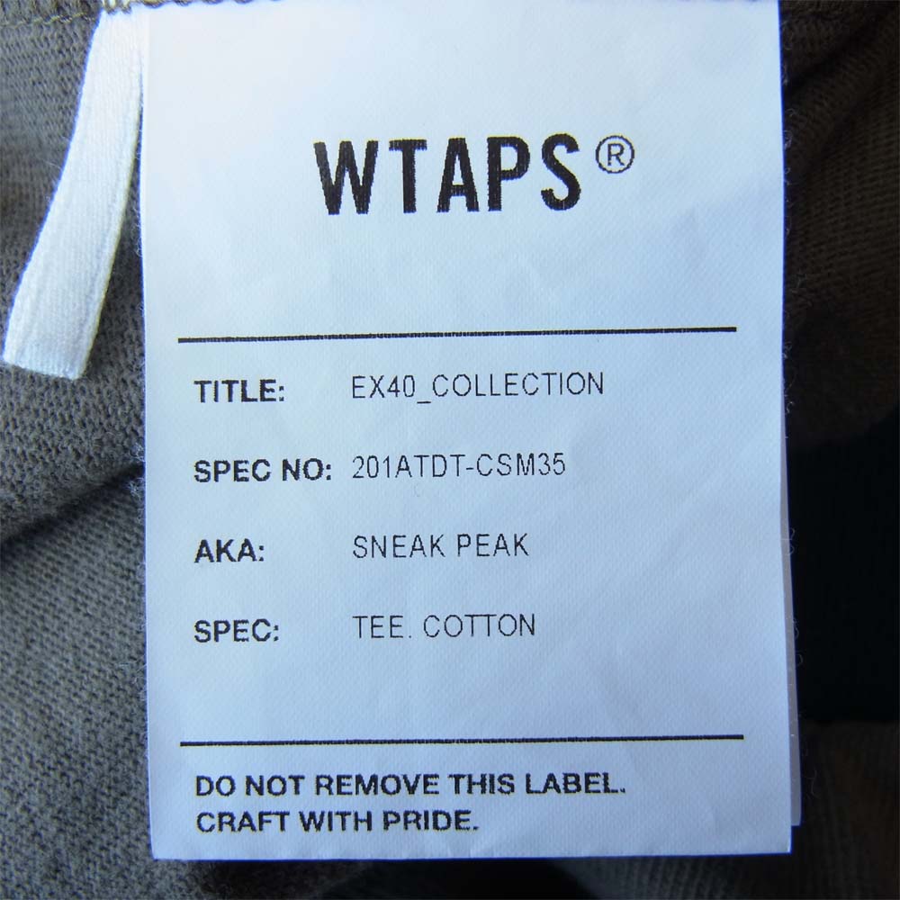 WTAPS ダブルタップス 20SS 201ATDT-CSM35 SNEAK PEAK TEE COTTON 長袖 Tシャツ カーキ系 3【中古】