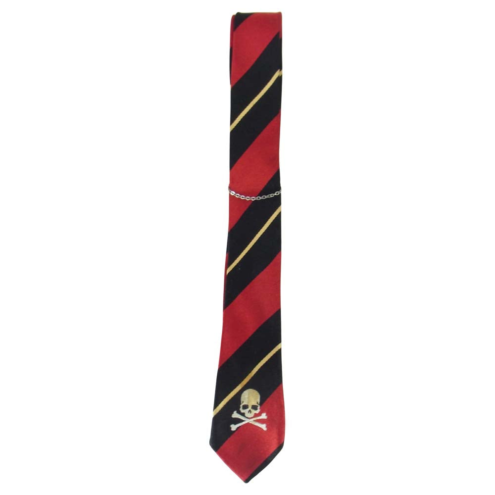 mastermind JAPAN マスターマインドジャパン チェーン付 スカル レジメンタル ネクタイ レッド系【中古】