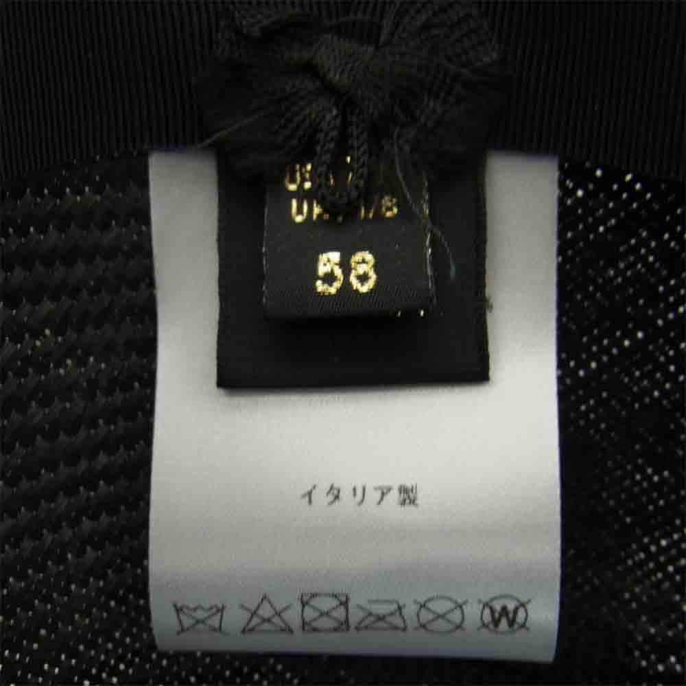 ボルサリーノ イタリア製 天然草 ストロー ハット ブラック系 58【中古】