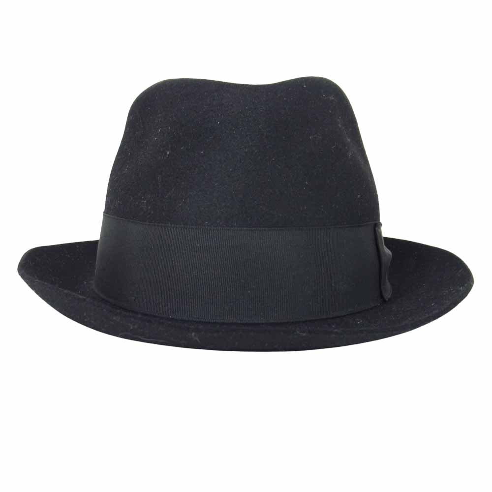 ボルサリーノ イタリア製 ラビット フェルト 中折れ ハット ブラック系 58【中古】