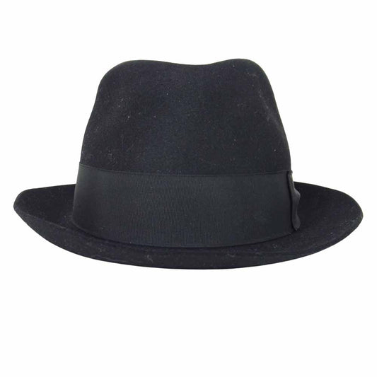 ボルサリーノ イタリア製 ラビット フェルト 中折れ ハット ブラック系 58【中古】