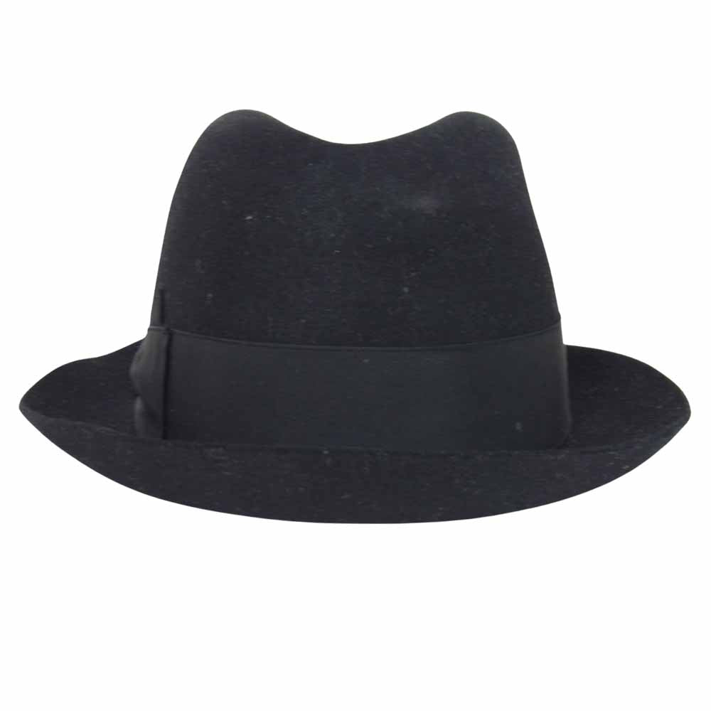 ボルサリーノ イタリア製 ラビット フェルト 中折れ ハット ブラック系 58【中古】
