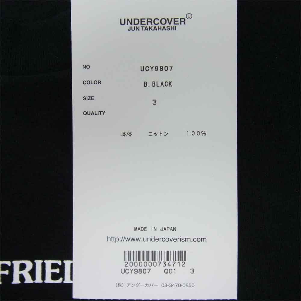 UNDERCOVER アンダーカバー UCY9807 ロゴ プリント 半袖 Tシャツ ブラック系 3【極上美品】【中古】