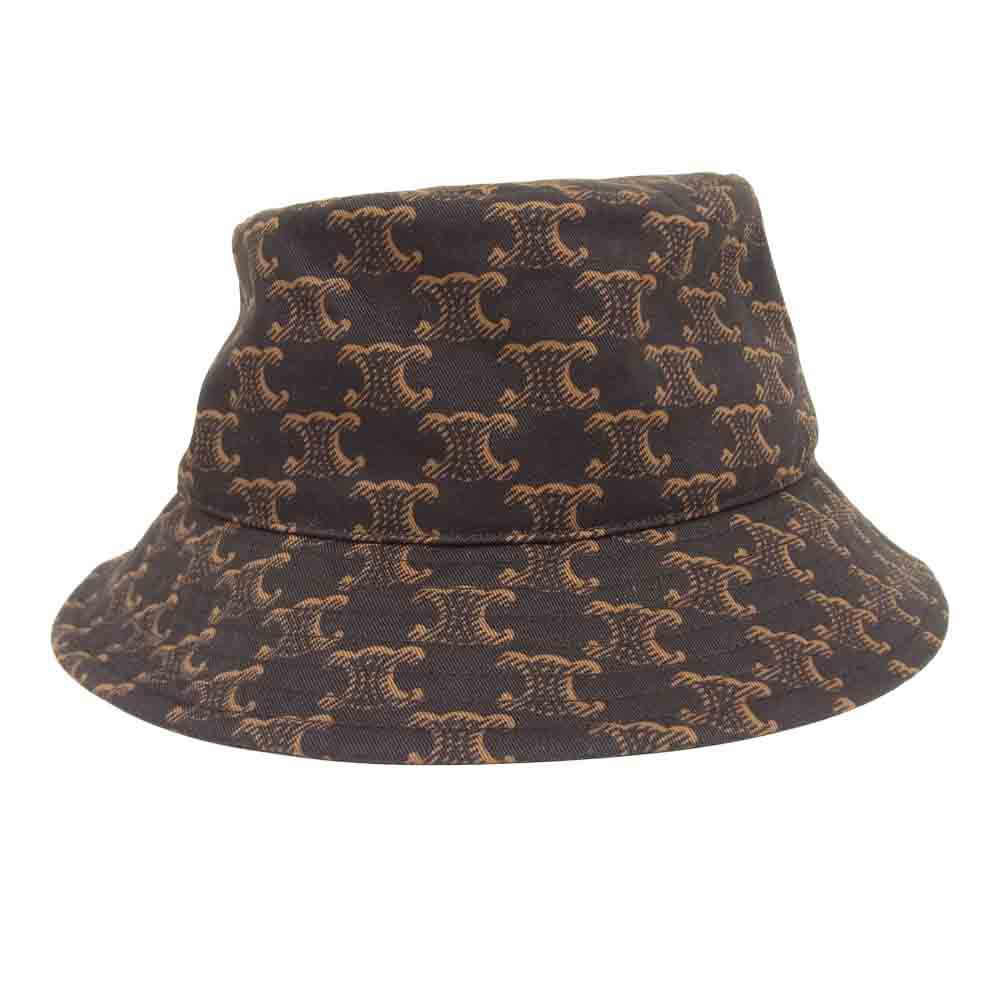 CELINE セリーヌ 21SS トリオンフ モノグラム バケットハット ダークブラウン系【美品】【中古】