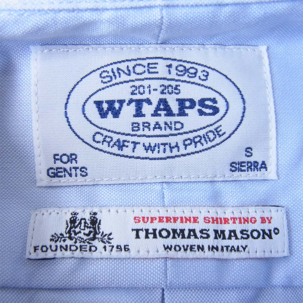 WTAPS ダブルタップス 141SPDT-SHM06 × トーマスメイソン THOMAS MASON S/S オックスフォード ボタンダウンシャツ ブルー系 S【中古】