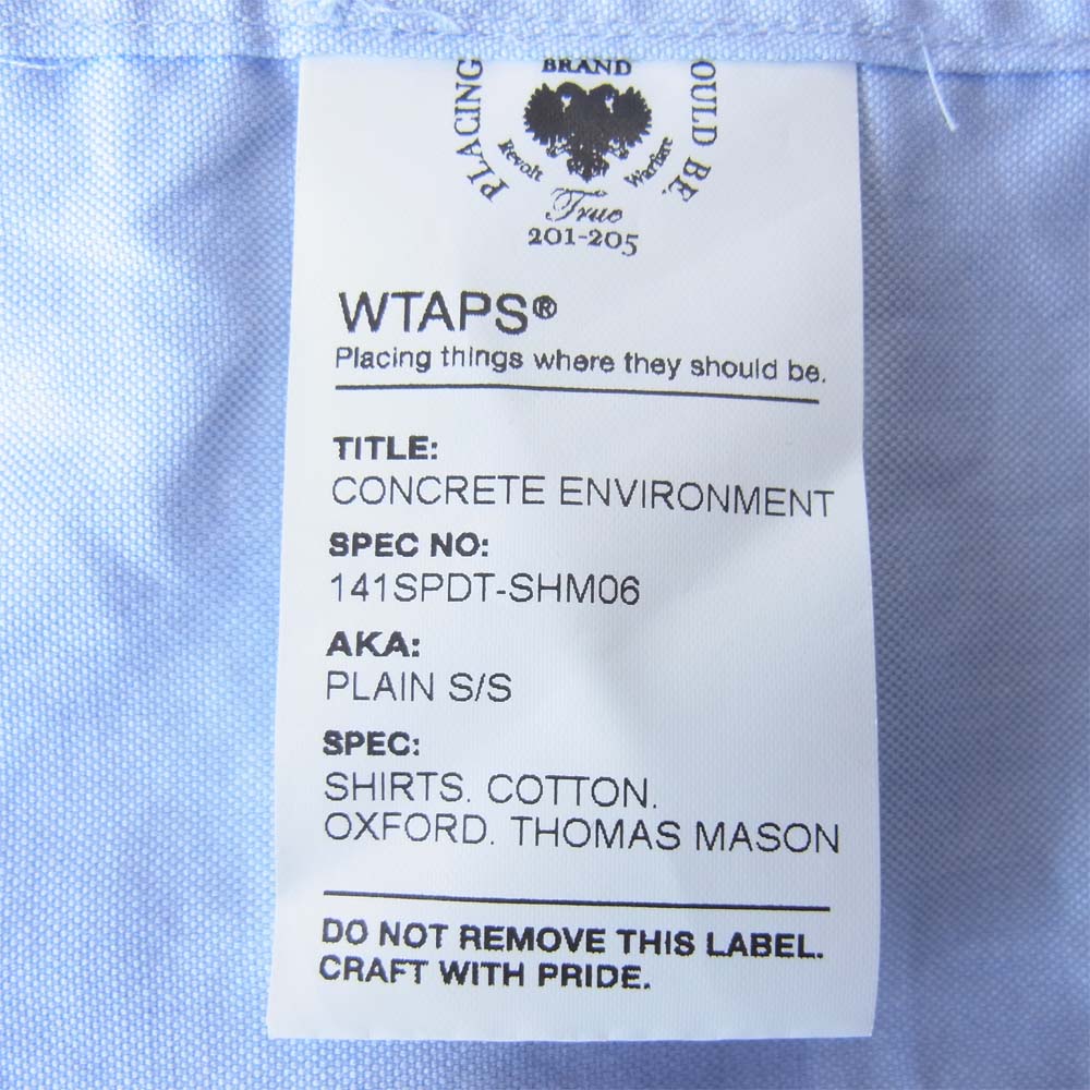 WTAPS ダブルタップス 141SPDT-SHM06 × トーマスメイソン THOMAS MASON S/S オックスフォード ボタンダウンシャツ ブルー系 S【中古】