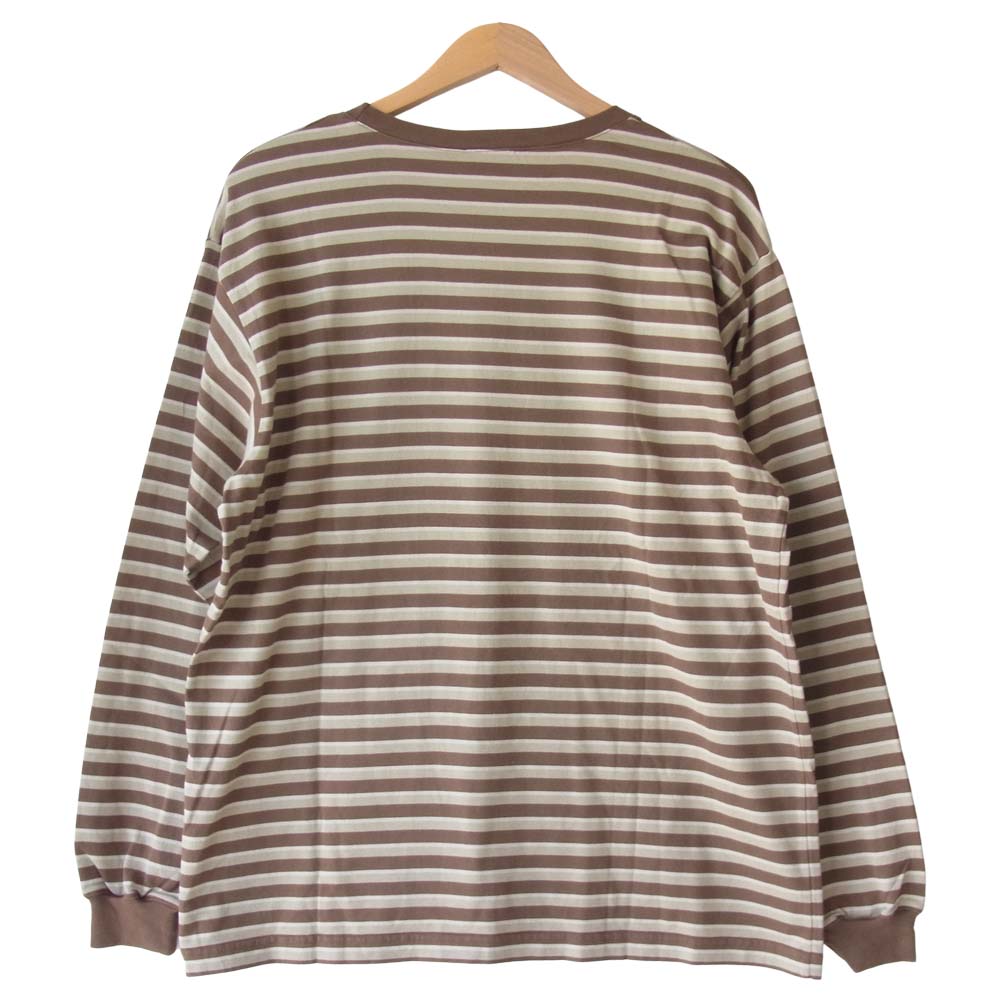 WTAPS ダブルタップス 20SS 201ATDT-CSM28 VASQUE LS TEE バスク ボーダー 長袖 Tシャツ ブラウン系 1【美品】【中古】