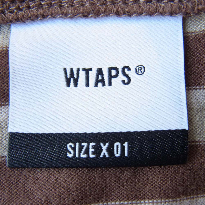 WTAPS ダブルタップス 20SS 201ATDT-CSM28 VASQUE LS TEE バスク ボーダー 長袖 Tシャツ ブラウン系  1【美品】【中古】