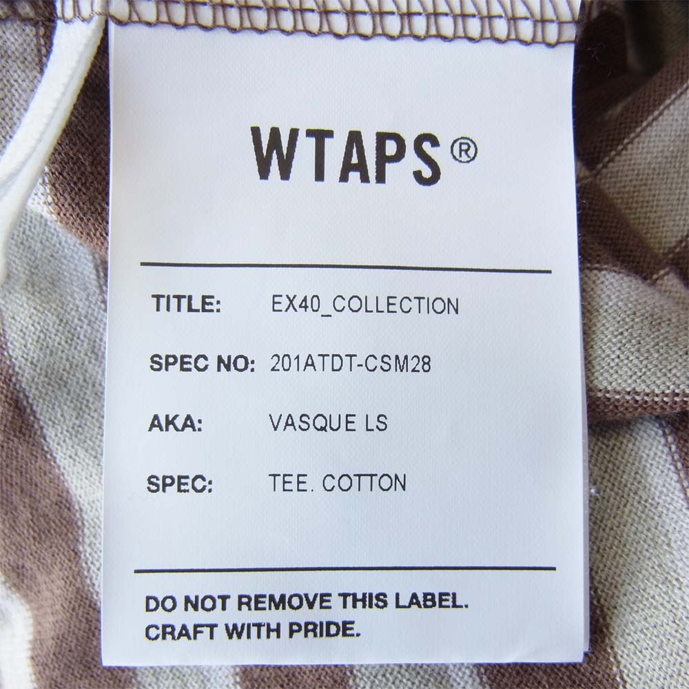 WTAPS ダブルタップス 20SS 201ATDT-CSM28 VASQUE LS TEE バスク ボーダー 長袖 Tシャツ ブラウン系 1【美品】【中古】