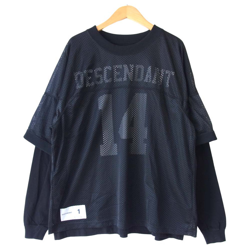 DESCENDANT ディセンダント 17AW SUBURBIA LAYERED レイヤード フットボール Tシャツ ブラック系 1【中古】