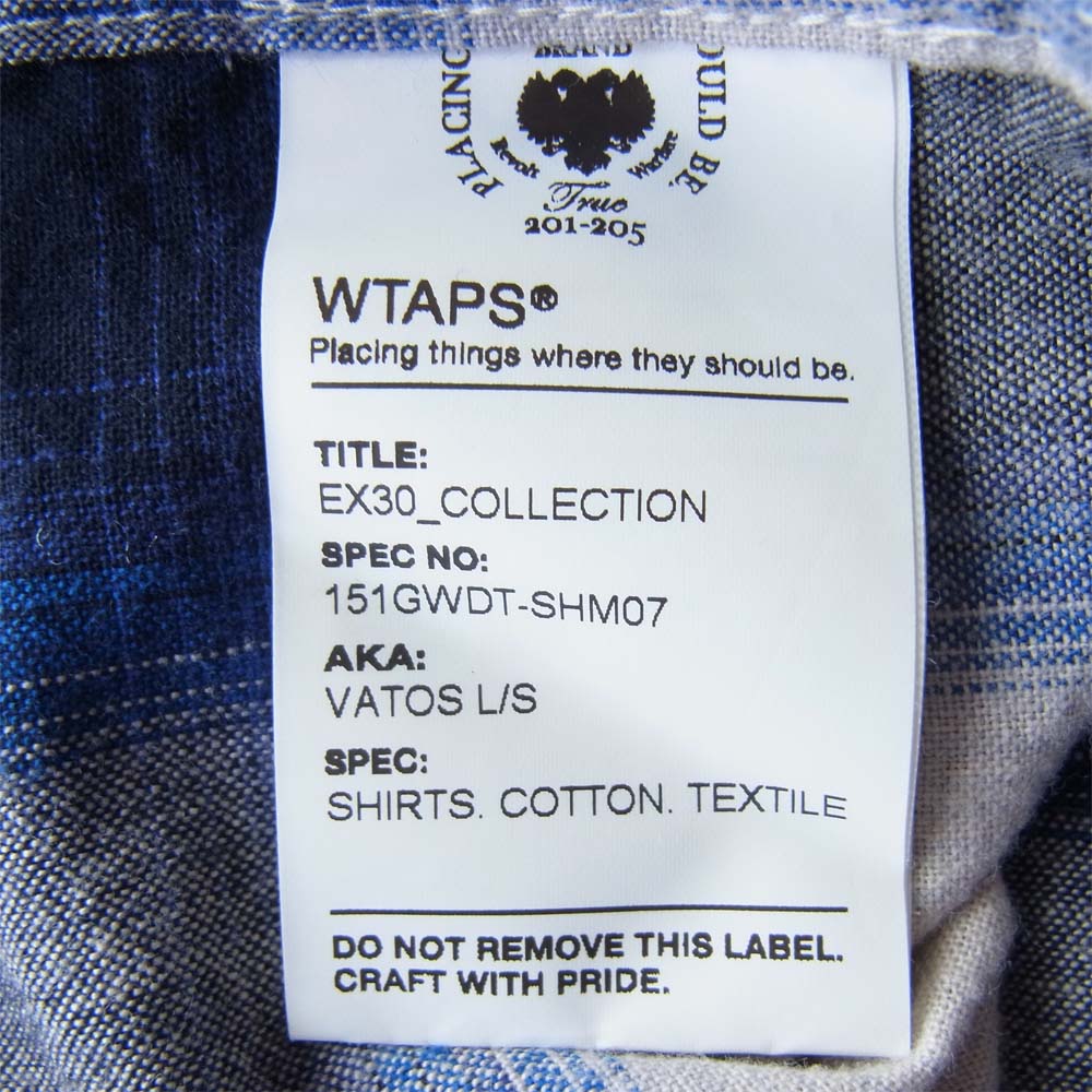 WTAPS ダブルタップス 15SS 151GWDT-SHM07 VATOS LS ロングスリーブ シャツ ブルー系 S【中古】