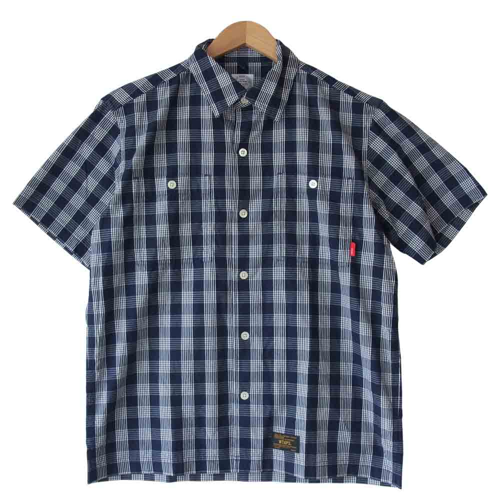 WTAPS ダブルタップス 16SS 161GWDT-SHM08 UNION S/S SHIRT ユニオン 半袖シャツ 紺×白 S【中古】