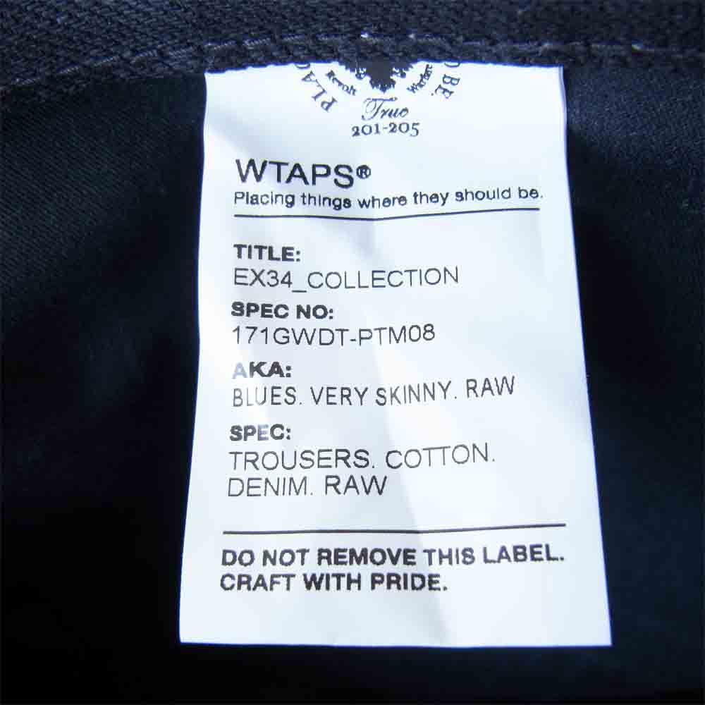 WTAPS ダブルタップス 17SS 171GWDT-PTM08 BLUES VERY SKINNY RAW ブラック スキニー デニム パンツ ブラック系 M【極上美品】【中古】