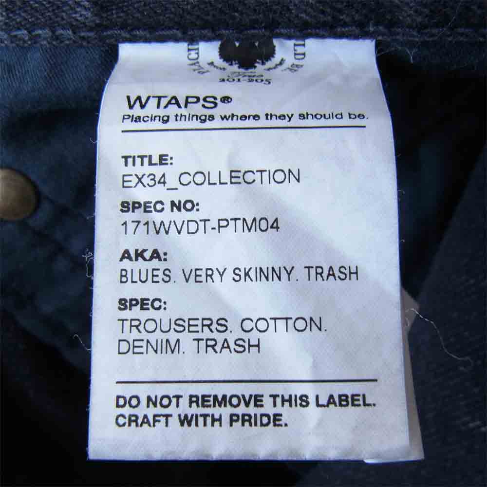 WTAPS ダブルタップス 17SS 171WVDT-PTM04 BLUES VERY SKINNY TRASH ダメージ加工 スキニー デニム ブラック系 M【中古】