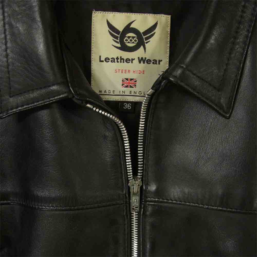 トリプルシックス ステアハイド レディース シングル ライダース ジャケット レザー 英国製 ブラック系 36【中古】