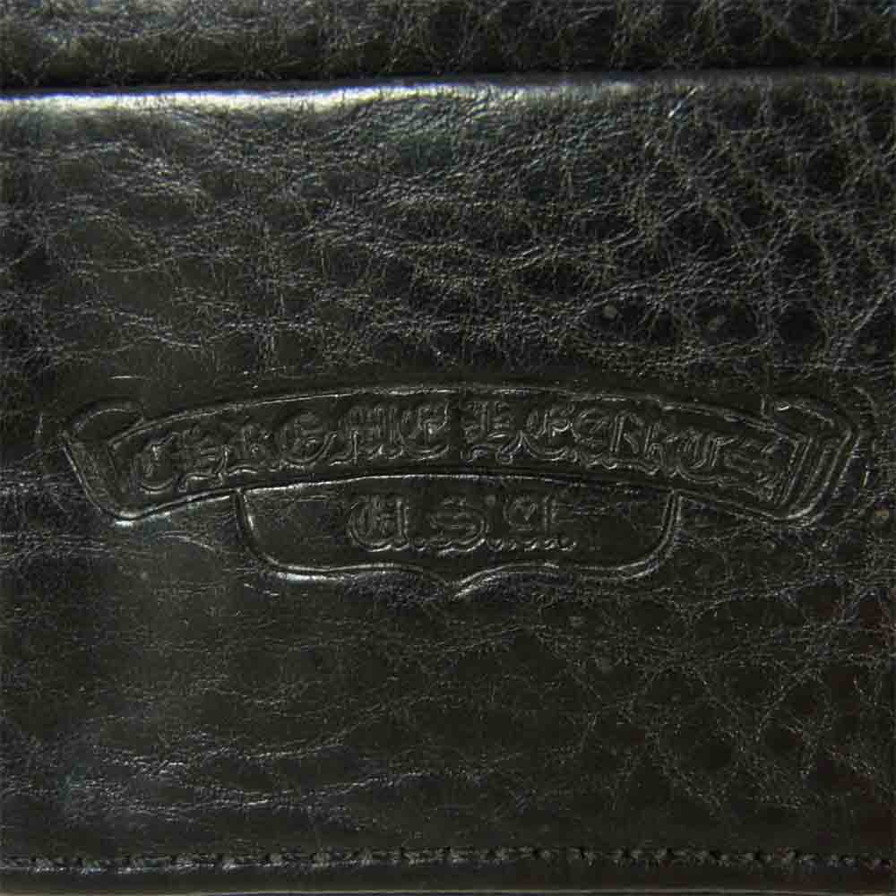 CHROME HEARTS クロムハーツ（原本無） ウェーブ クロスボタン ロング レザー ウォレット 長財布 ブラック系【中古】