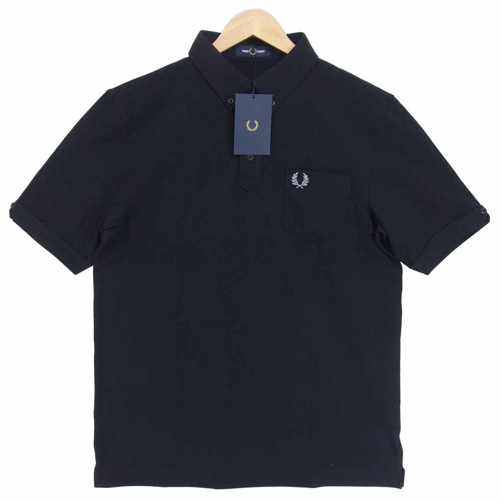 FRED PERRY フレッドペリー M1627 Button Down S/S Polo Shirt ボタンダウン ポロシャツ ブラック系 L【新古品】【未使用】【中古】