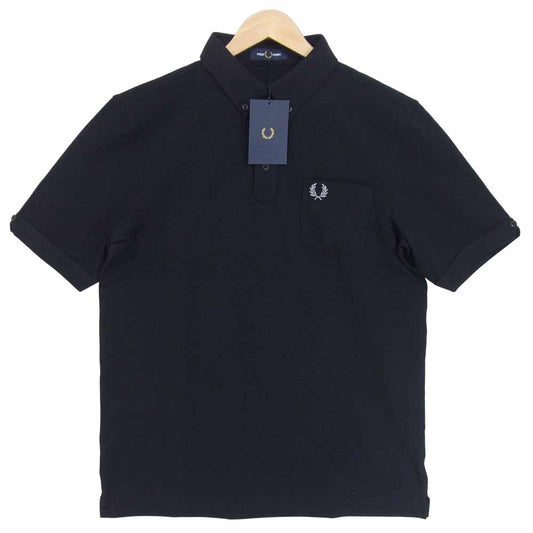 FRED PERRY フレッドペリー M1627 Button Down S/S Polo Shirt ボタンダウン ポロシャツ ブラック系 L【新古品】【未使用】【中古】