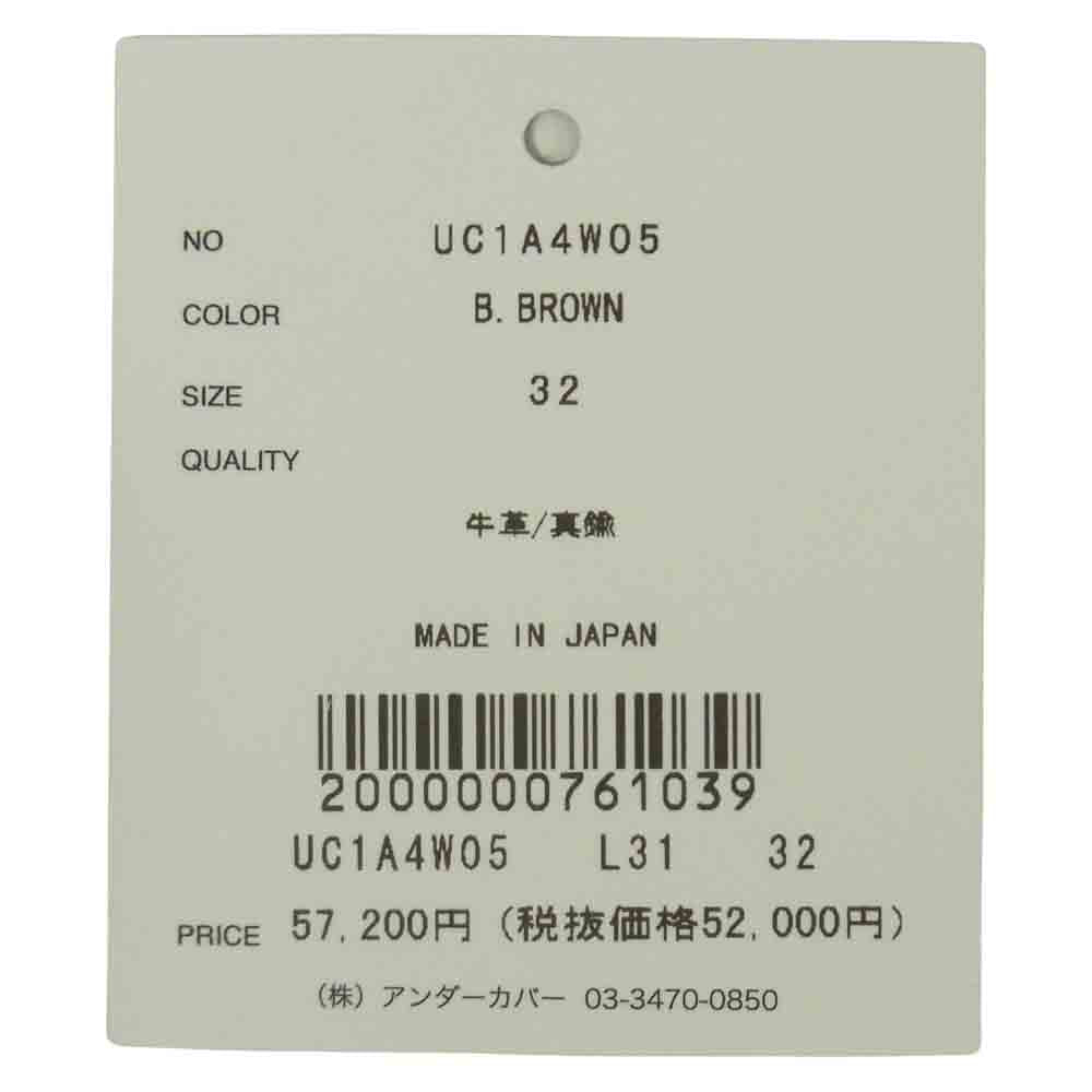 UNDERCOVER アンダーカバー 21SS UC1A4W05 3連角カンピラミッド スタッズ レザー ベルト ブラウン系 32【中古】