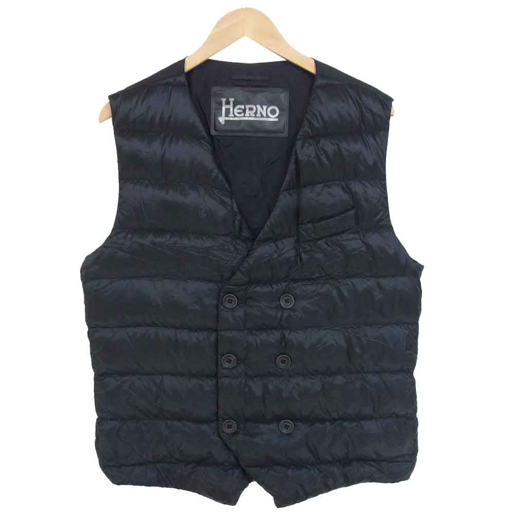 Herno ヘルノ PI0334U 国内正規品 ウルトラライト ダウン ダブル ブレスト ジレ ブラック系 50【中古】