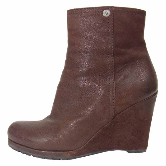 PRADA プラダ サイドジップ ヒール ショート ブーツ ブラウン系 37 1/2【中古】