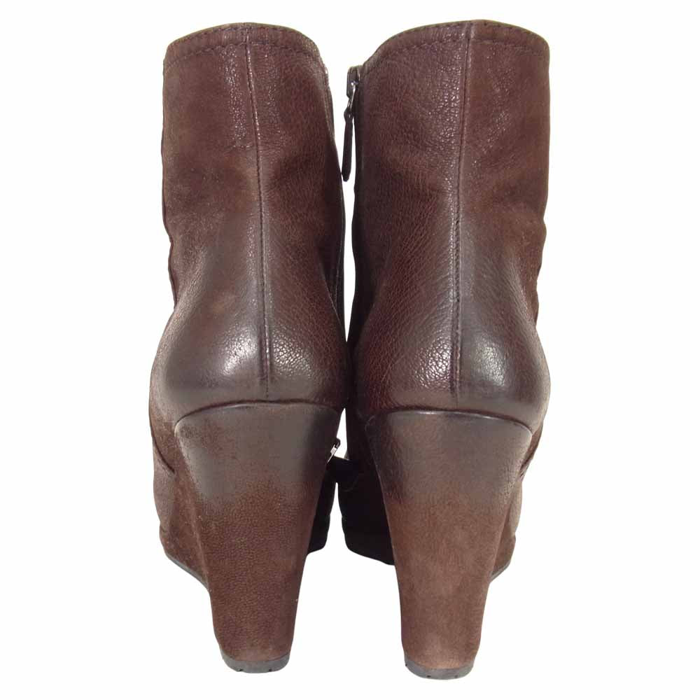 PRADA プラダ サイドジップ ヒール ショート ブーツ ブラウン系 37 1/2【中古】