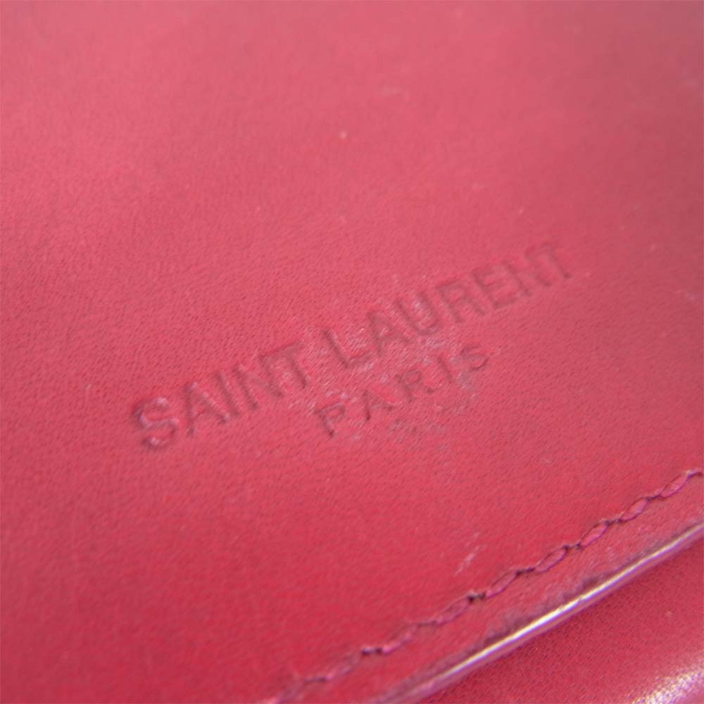 SAINT LAURENT サンローラン 315861 クラシックマーキング レザー ロング ウォレット レッド系【中古】