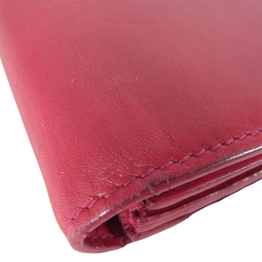 SAINT LAURENT サンローラン 315861 クラシックマーキング レザー ロング ウォレット レッド系【中古】