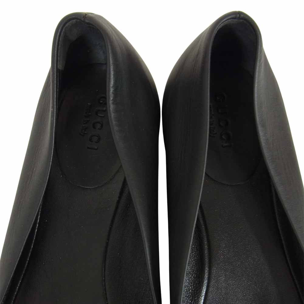 GUCCI グッチ バレエシューズ バンブー リボン フラット パンプス ブラック系 37【中古】