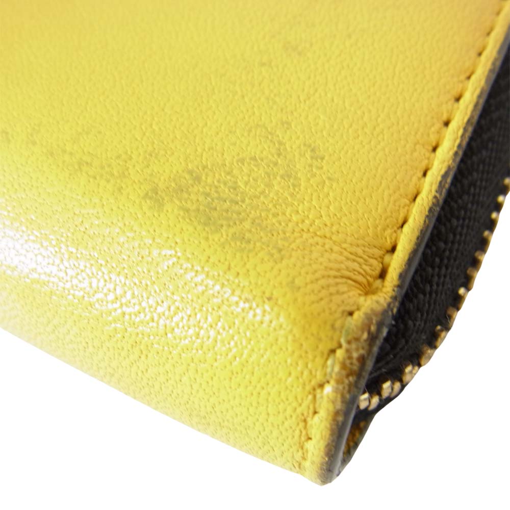 CELINE セリーヌ バイカラー ラウンドジップ 長財布 イエロー系【中古