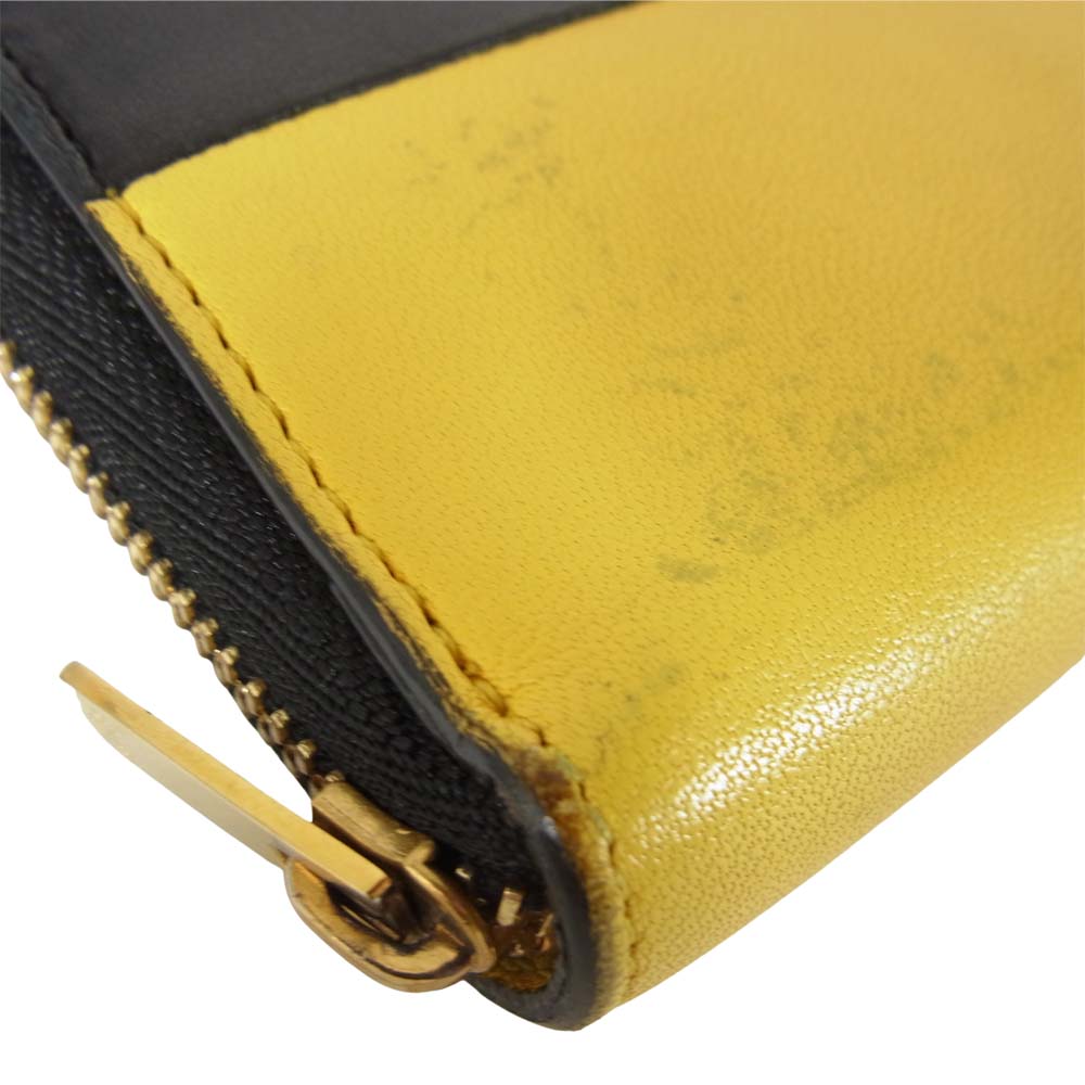 CELINE セリーヌ バイカラー ラウンドジップ 長財布 イエロー系【中古