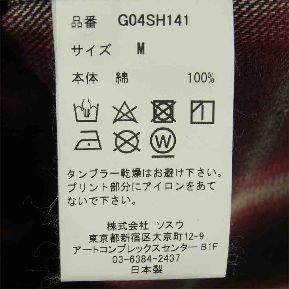 MIHARA YASUHIRO ミハラヤスヒロ G04SH141 2トーン チェック 長袖 シャツ フーディ レッド系 ブラック系 M【中古】