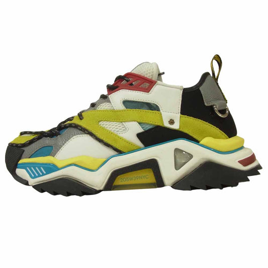 カルバンクライン 205W39NYC STRIKE SNEAKER レザー ストライク スニーカー イエロー系 US9【極上美品】【中古】