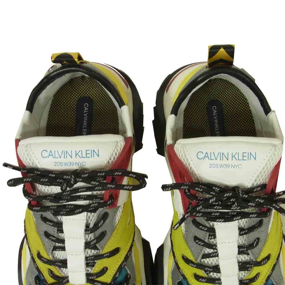 カルバンクライン 205W39NYC STRIKE SNEAKER レザー ストライク スニーカー イエロー系 US9【極上美品】【中古】