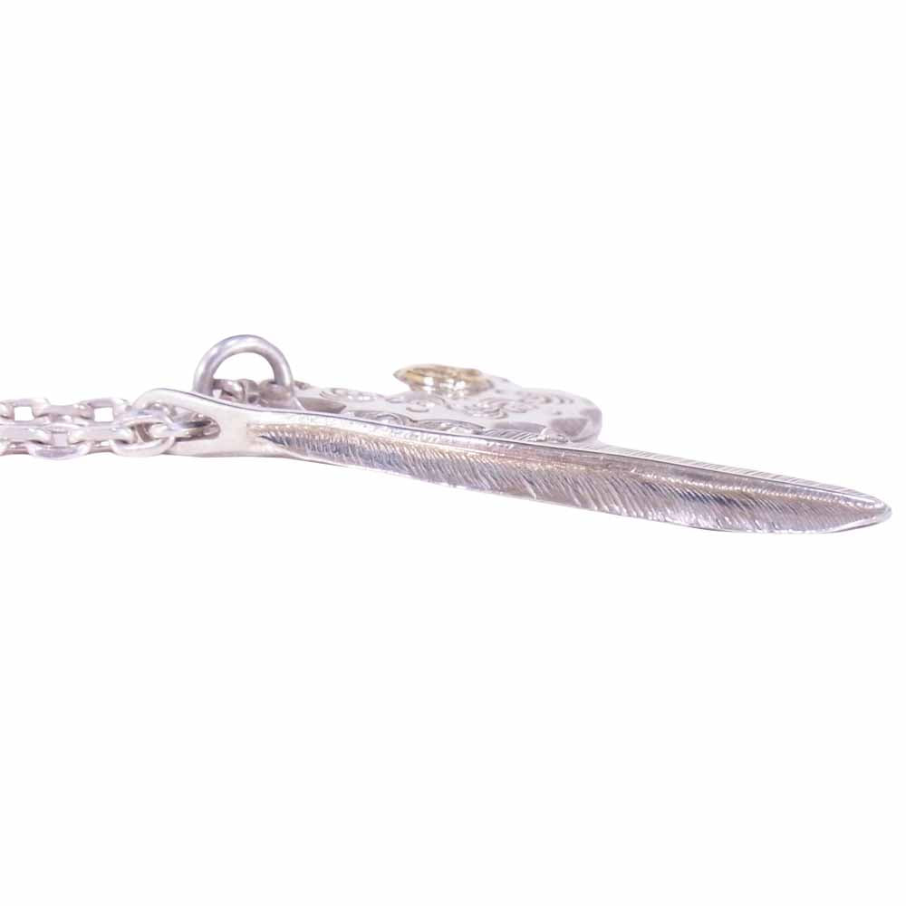 FIRST ARROW's ファーストアローズ フェザー K18付　唐草彫り タタキメタル ネックレスチェーン シルバー系【中古】
