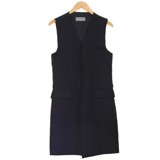 DIOR HOMME ディオールオム 07AW 7H3160260249 エディ期 国内正規品 5ボタン ロング丈 ジレ ベスト ブラック系 44【美品】【中古】
