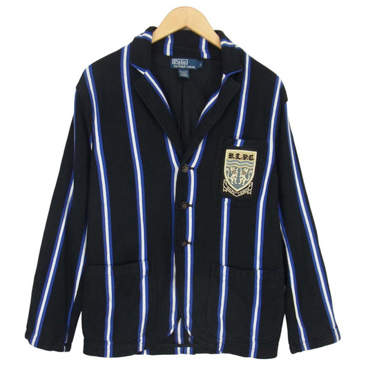 RALPH LAUREN ラルフローレン 国内正規品 ジャージ ストライプ スクールジャケット ブレザー ブルー系 S【中古】