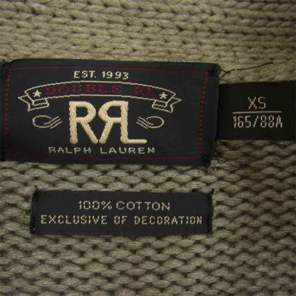 RRL ダブルアールエル 国内正規品 モーターサイクル コットンニット ショールカラー カーキ系 XS【美品】【中古】