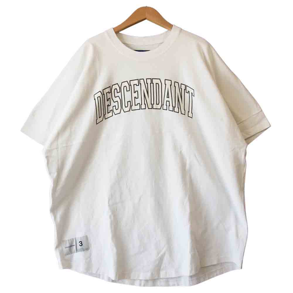 DESCENDANT ディセンダント 19SS 191ATDS-CSM16 CETUS JERSEY SS カレッジ ロゴ ケートス ジャージー 半袖 Tシャツ ホワイト系 3【中古】