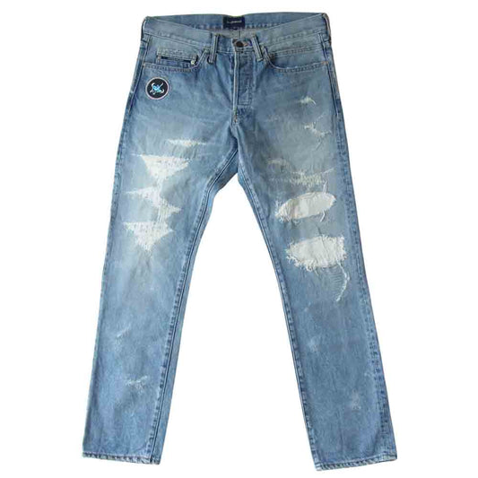DESCENDANT ディセンダント 19SS 191WVDS-PTM03 DIN-4 02 TRASH JEANS クラッシュ リペア加工 デニム パンツ インディゴブルー系 3【中古】