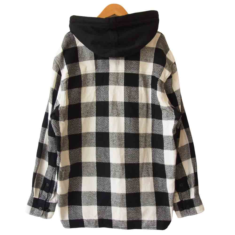 DESCENDANT ディセンダント 19SS SPICOLI HOODED LS SHIRT フード付き バッファローチェック ヘビー ネルシャツ  ブラック系×ホワイト系 3【中古】