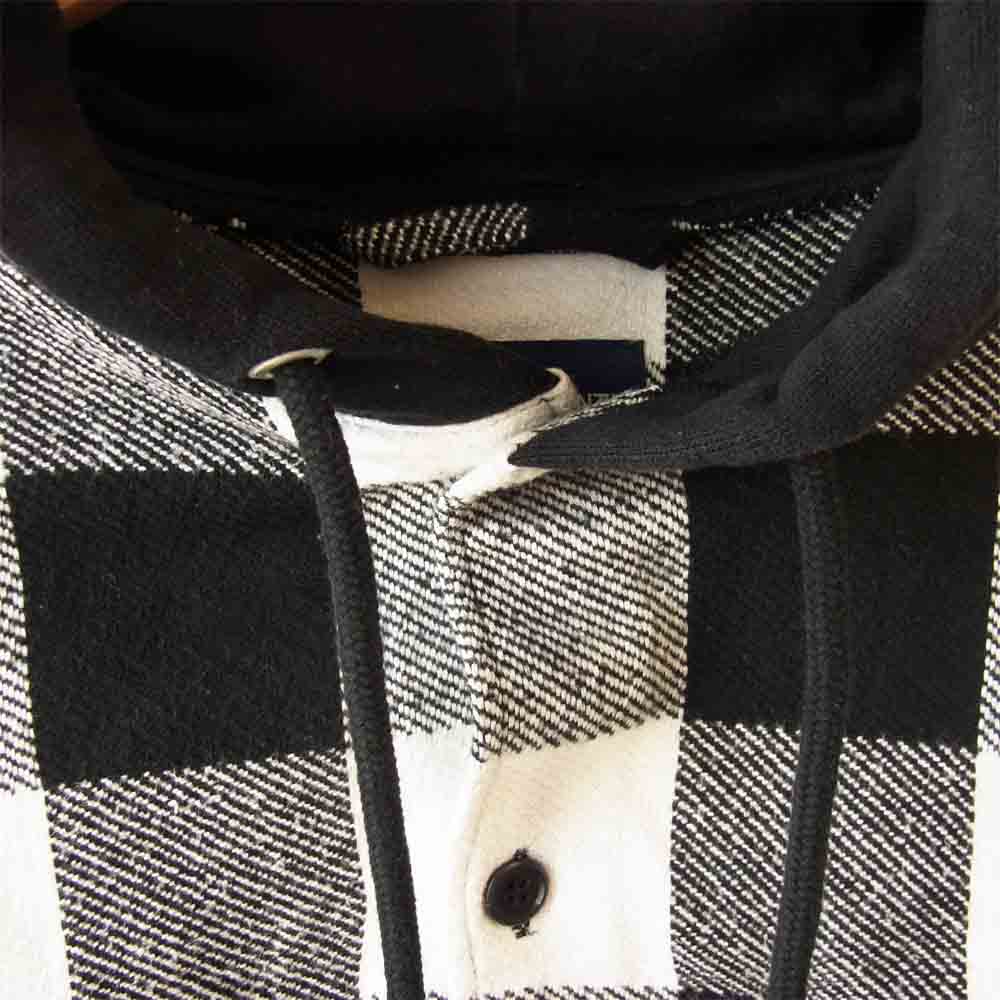 DESCENDANT ディセンダント 19SS SPICOLI HOODED LS SHIRT フード付き バッファローチェック ヘビー ネルシャツ  ブラック系×ホワイト系 3【中古】