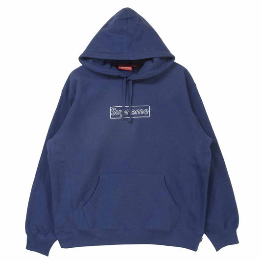 Supreme シュプリーム 21SS KAWS Chalk Logo Hooded Sweatshirt カウズ チョーク ロゴ フーデッド スウェットシャツ ネイビー系 M【新古品】【未使用】【中古】