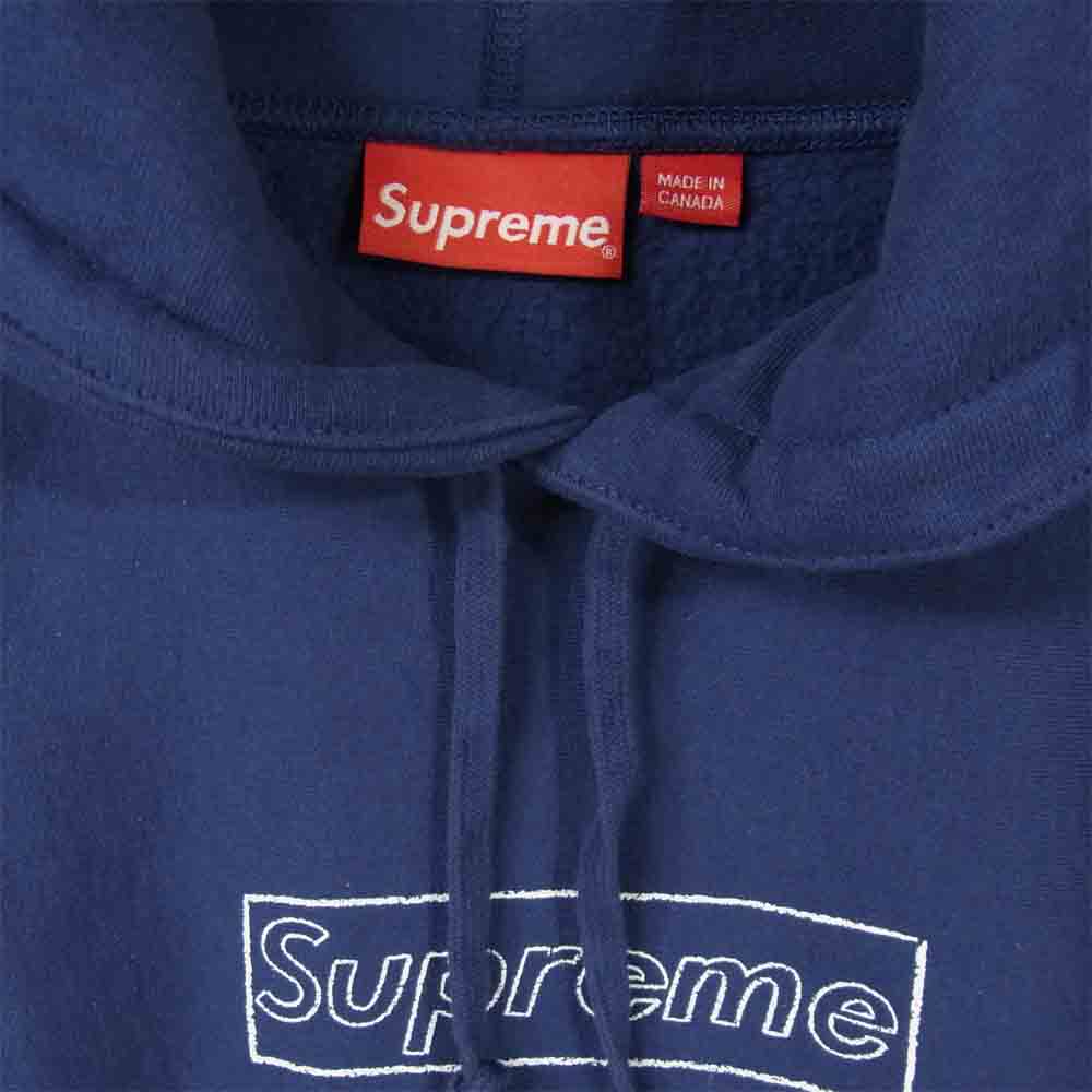 Supreme シュプリーム 21SS KAWS Chalk Logo Hooded Sweatshirt カウズ チョーク ロゴ フーデッド スウェットシャツ ネイビー系 M【新古品】【未使用】【中古】