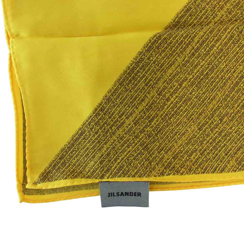 JIL SANDER ジルサンダー 国内正規品 シルク100％ スカーフ  イエロー系×ブラック系【極上美品】【中古】