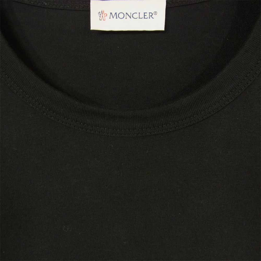 MONCLER モンクレール 20SS 8D70020 MAGLIA T-SHIRT クルーネック 長袖 Tシャツ ブラック系 ホワイト系 L【美品】【中古】