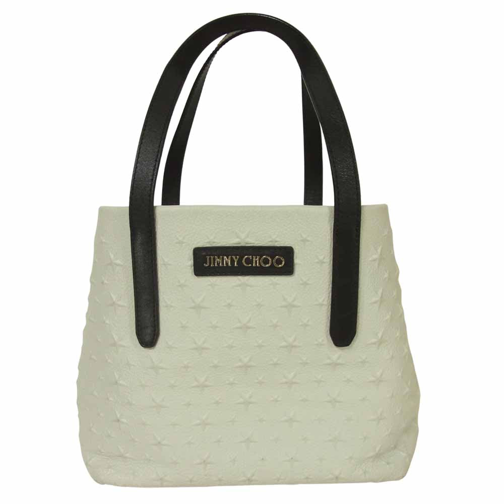 JIMMY CHOO ジミーチュウ スター エンボス グレイニー レザー トート バッグ オフホワイト系【中古】